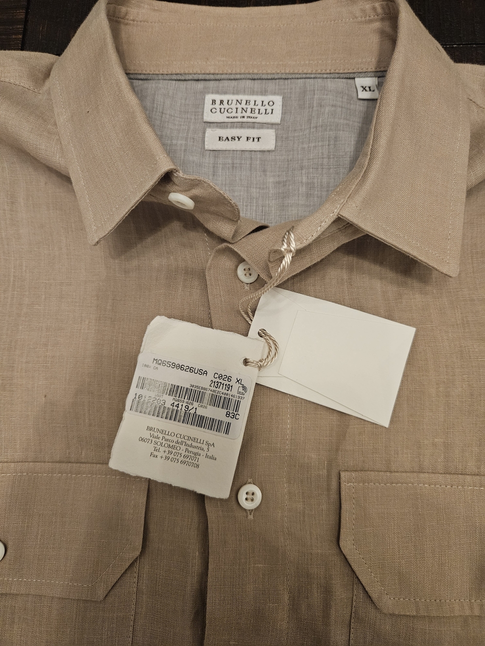 Brunello Cucinelli Beige-Tan Linen Casual Button-Down Shirt - Picture 4 of 6